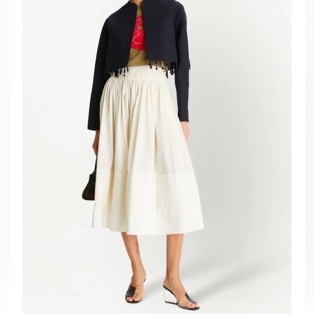 Tory Burch Ruched Waist Midi Skirt